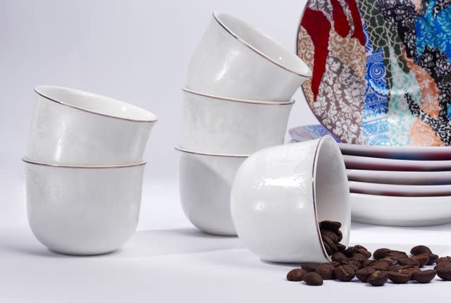 Tea & Arabic Coffee Serving Set 18 PCS - Multi Color