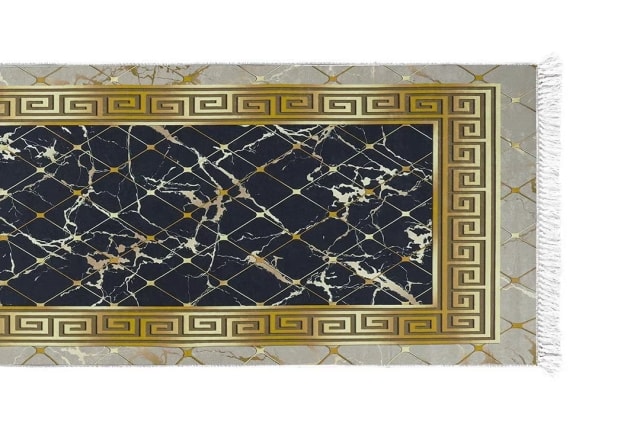 Armada Waterproof Passage Carpet - ( 200 X 80 ) cm Black & Gold & Beige