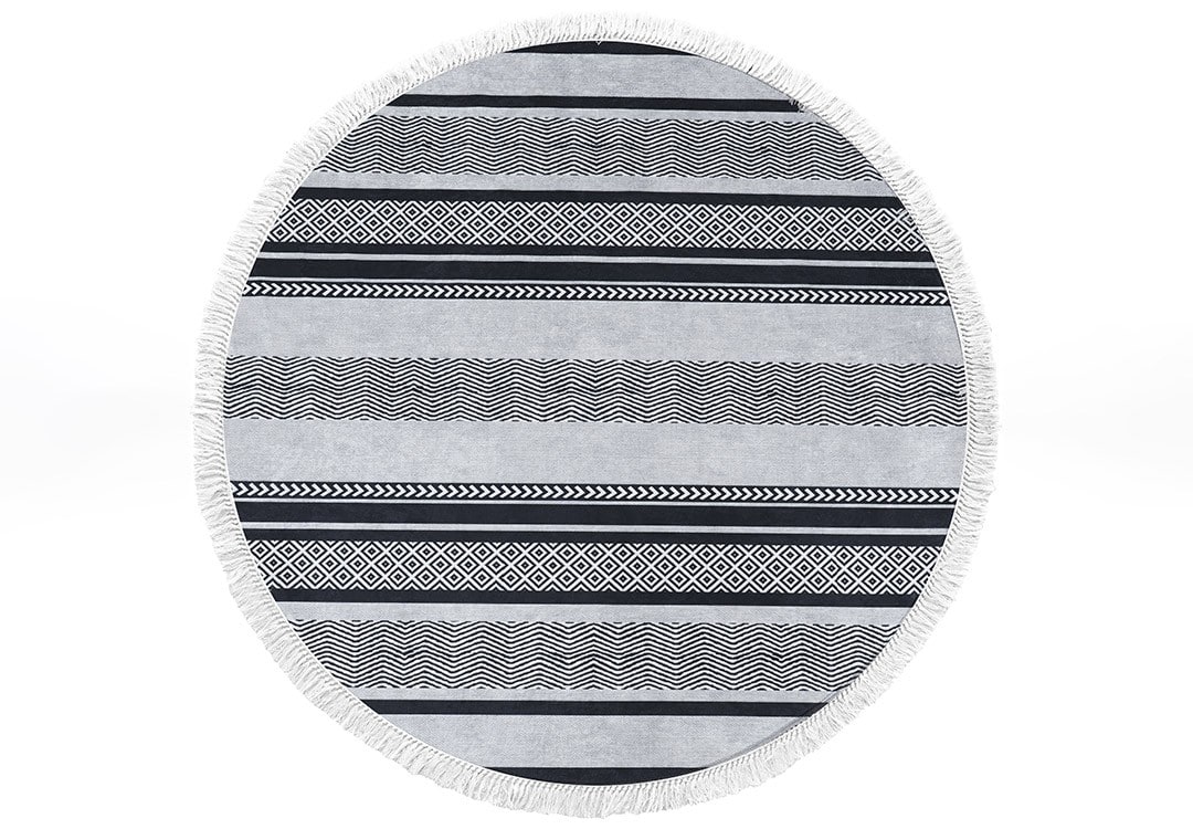 Armada Waterproof Carpet - ( 160 X 160 ) cm Grey & Black