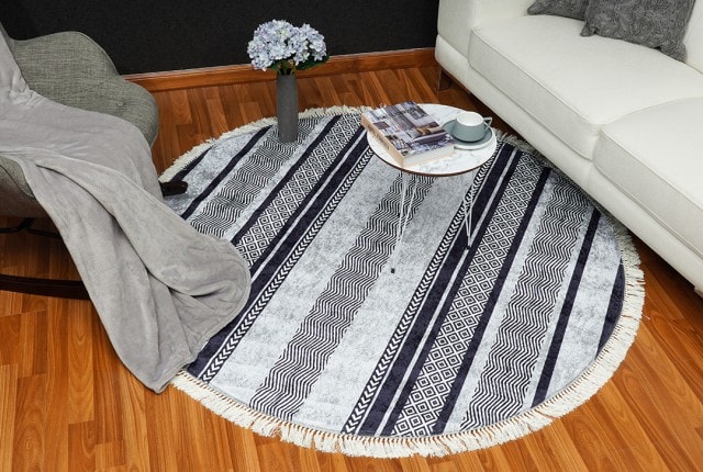 Armada Waterproof Carpet - ( 160 X 160 ) cm Grey & Black