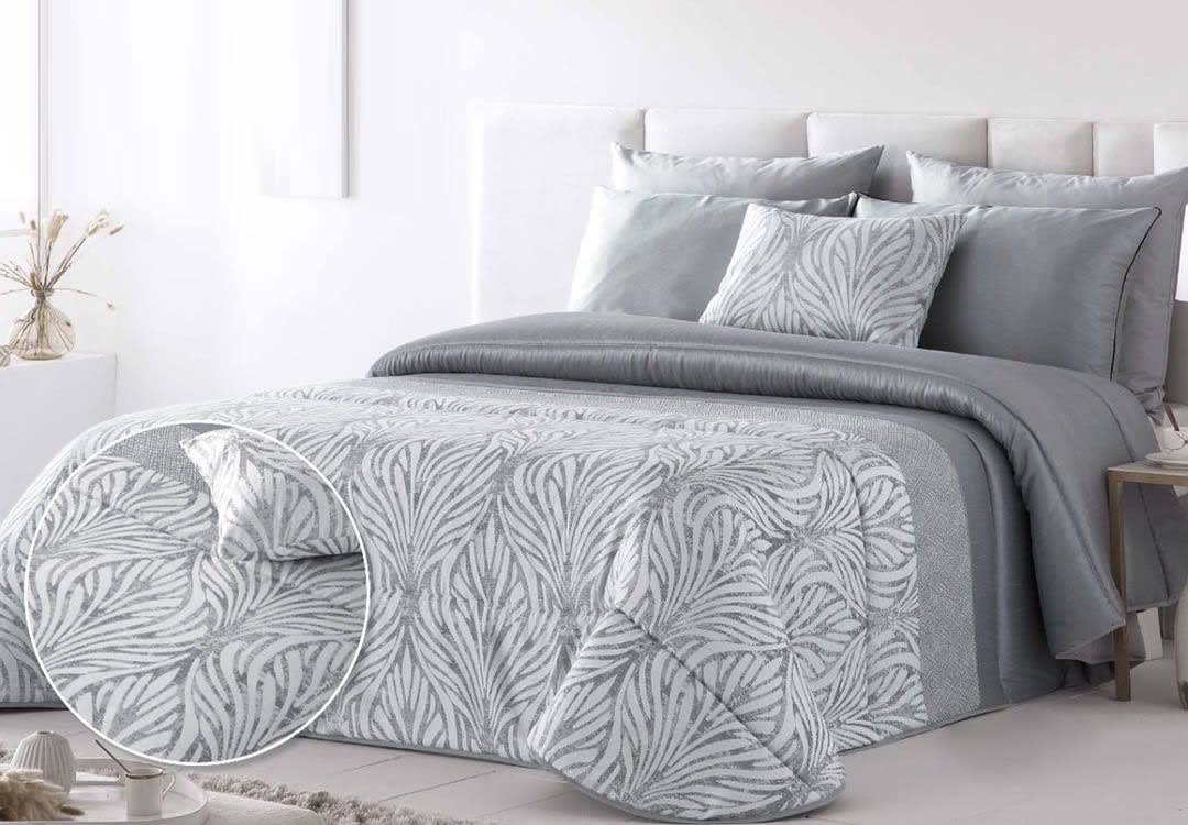 Antilo Wedding Comforter Set 7 PCS - King Grey & White