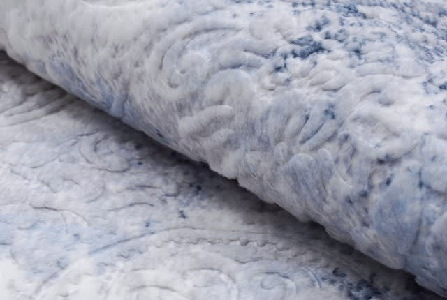 Armada Luxuary Velvet Carpet - ( 150 x 233 ) cm Blue & Off White