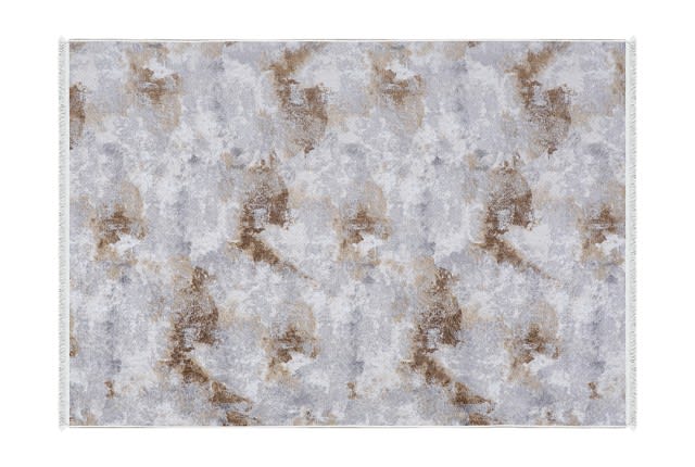 Armada Luxuary Velvet Carpet - ( 150 x 233 ) cm Grey & Off White & Brown