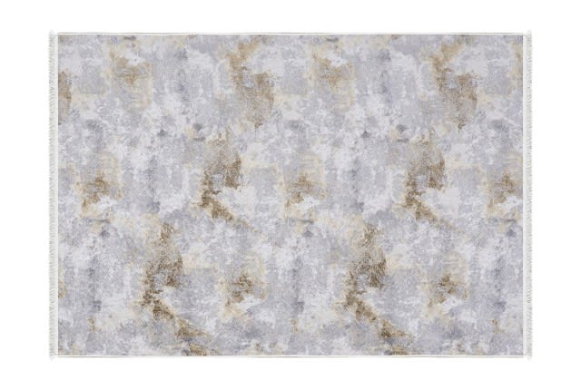 Armada Luxuary Velvet Carpet - ( 150 x 233 ) cm Grey & Off White & Gold