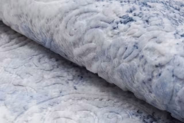 Armada Luxuary Velvet Carpet - ( 190 x 290 ) cm Blue & Off White