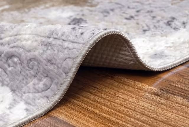 Armada Luxuary Velvet Carpet - ( 190 x 290 ) cm Grey & Off White & Gold