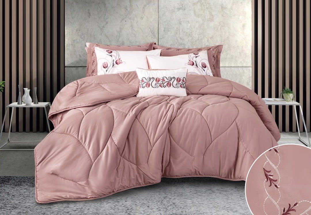 Quinn Cotton Comforter Set 7 PCS - King Pink