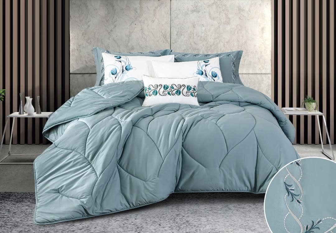 Quinn Cotton Comforter Set 7 PCS - King Turquoise