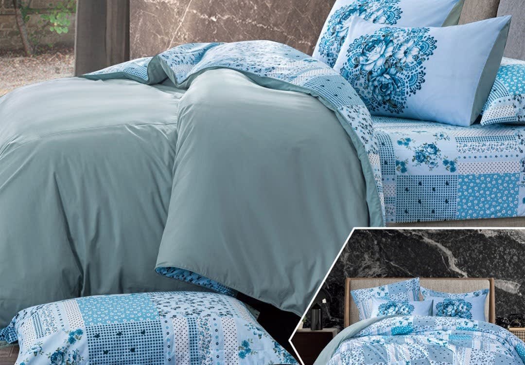 Feather Land Cotton Duvet Cover Set Without Filling 6 PCS - King Turquoise