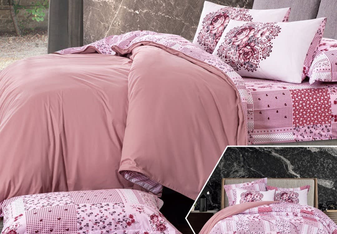 Feather Land Cotton Duvet Cover Set Without Filling 6 PCS - Queen Pink
