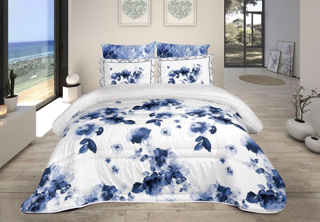 Avila Comforter Set 6 PCS - King White & Blue