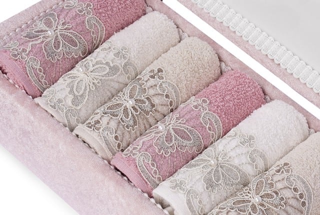 Turkish Cotton Towel Set 6 Pcs With Box - ( 50 X 30 ) cm