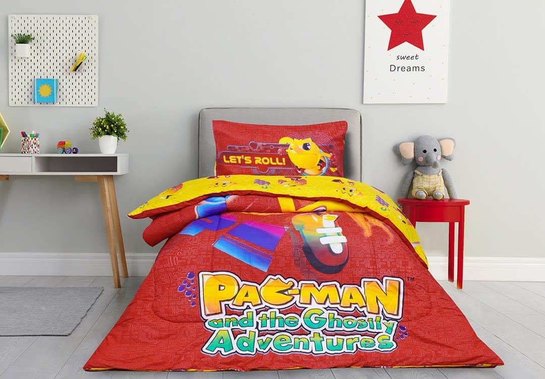 Disney Pac-Man Double Sided Comforter Set 3 PCs - Red