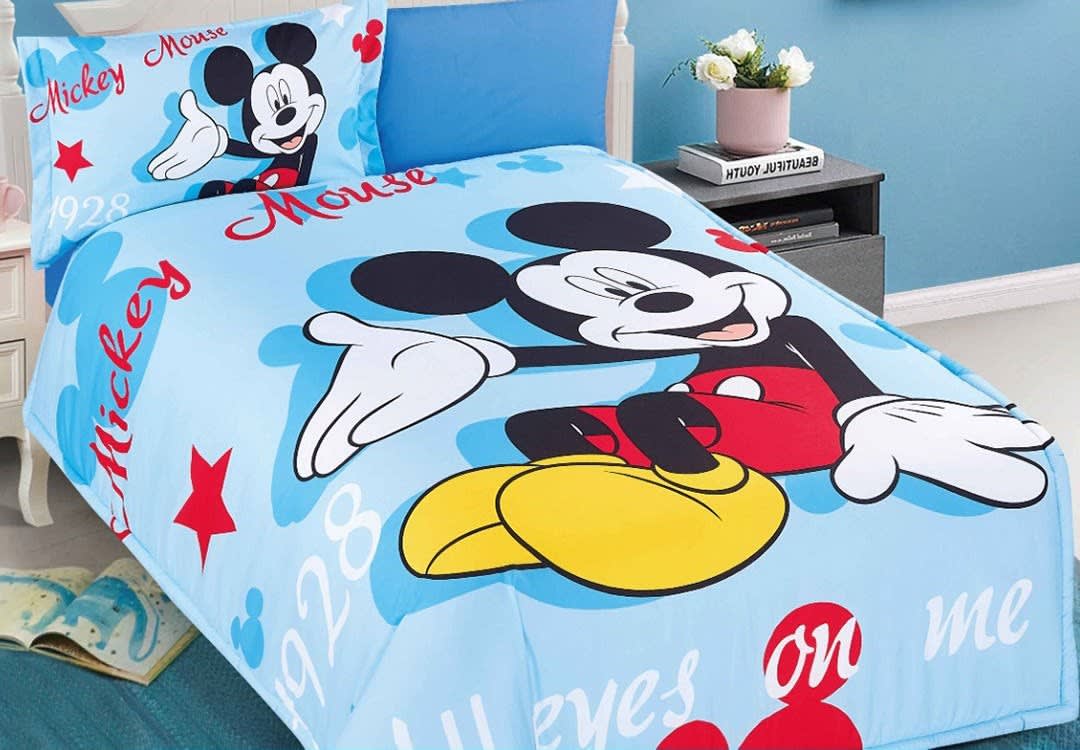 Disney Mickey Mouse Comforter Set 4 PCs - Sky Blue