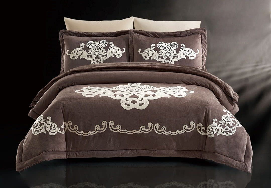 Josephine Velvet Comforter Set 6 PCS - King Brown