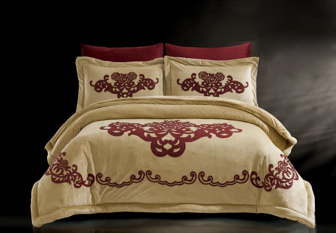 Josephine Velvet Comforter Set 6 PCS - King Beige