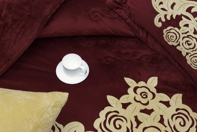 Josephine Velvet Comforter Set 6 PCS - King Burgundy