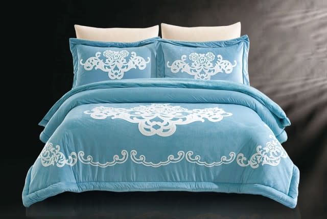 Josephine Velvet Comforter Set 6 PCS - King Blue