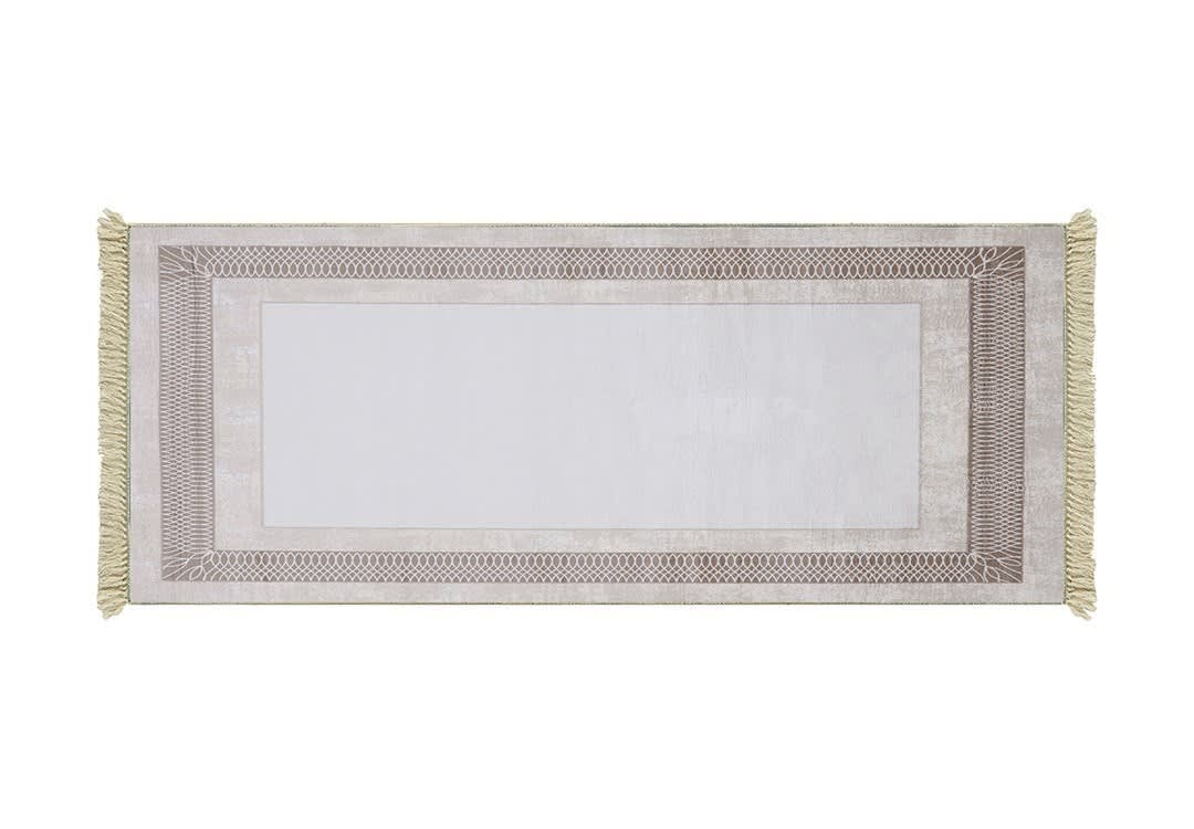 سجاد بامبو تركي فاخر للممرات - ( 200 × 80 ) سم أبيض و بيج فاتح