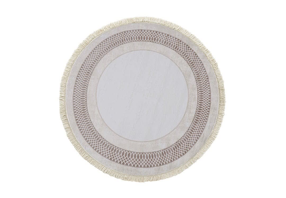Turkish Bamboo Premium Carpet - ( 160 X 160 ) cm Off White & L.Beige