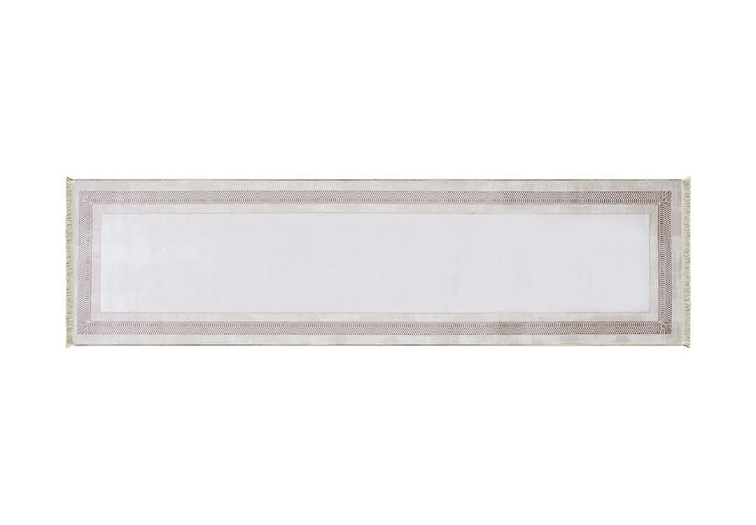 Turkish Bamboo Premium Passage Carpet - ( 300 X 80 ) cm White & L.Beige