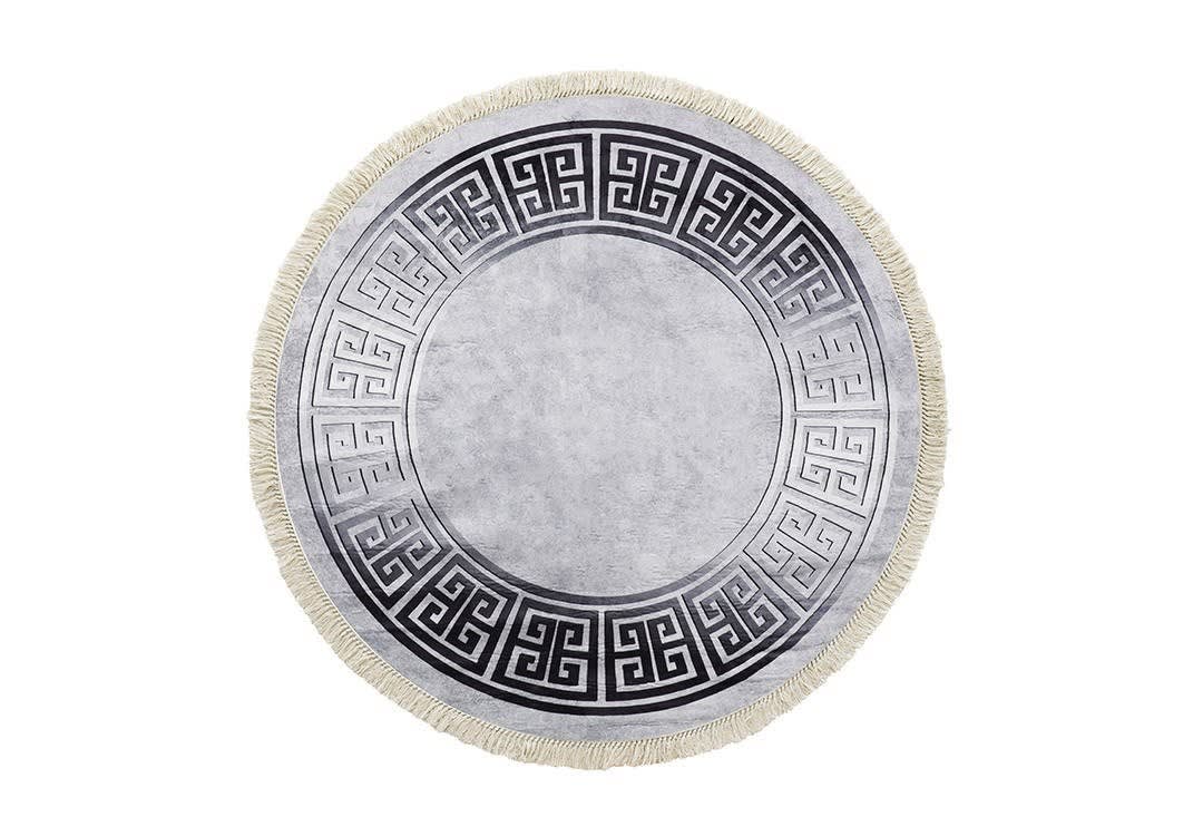 Turkish Bamboo Premium Carpet - ( 160 X 160 ) cm Grey & Black
