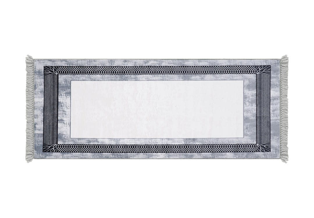 Turkish Bamboo Premium Passage Carpet - ( 200 X 80 ) cm Off White & Grey