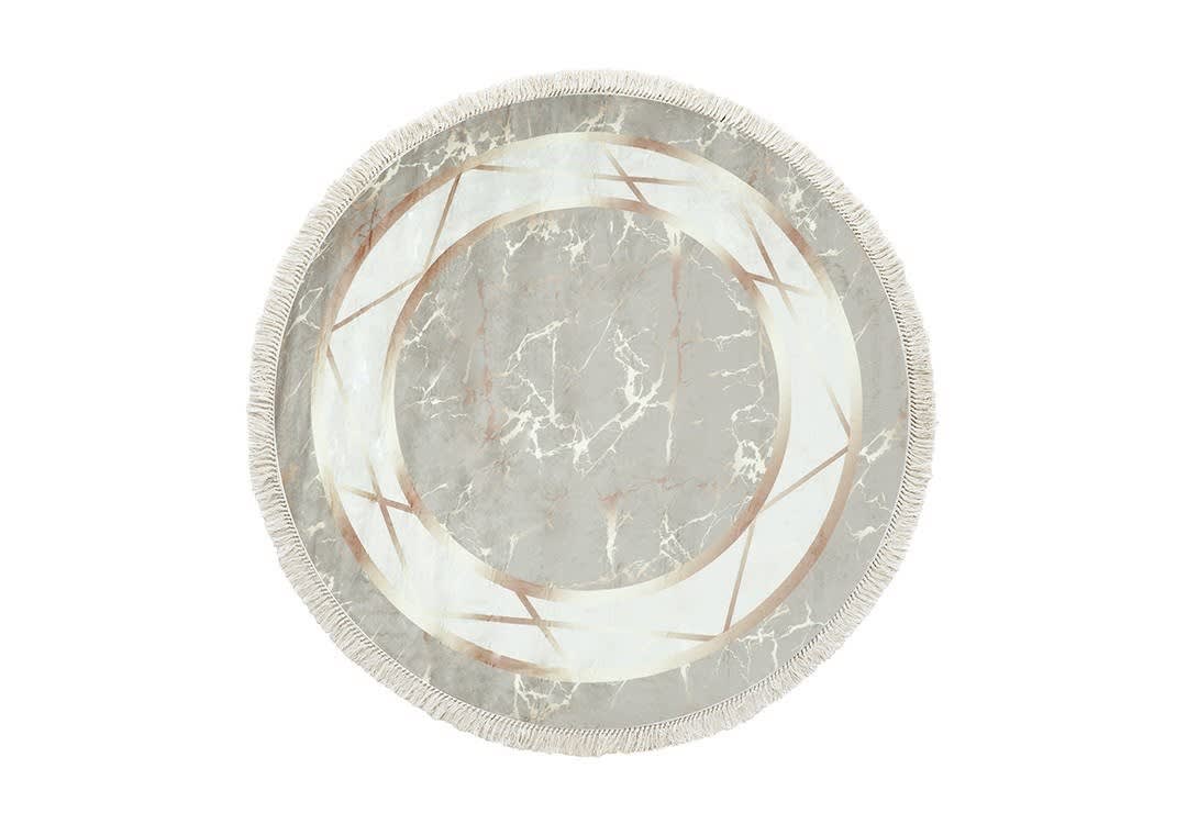 سجاد بامبو التركي الفاخر - ( 160 × 160 ) سم أوف وايت وبيج