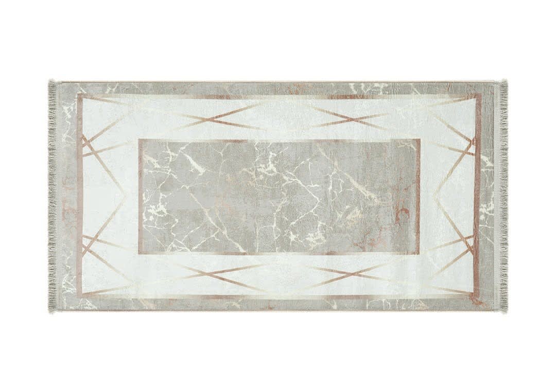 Turkish Bamboo Premium Passage Carpet - ( 150 X 80 ) cm Off White & Beige
