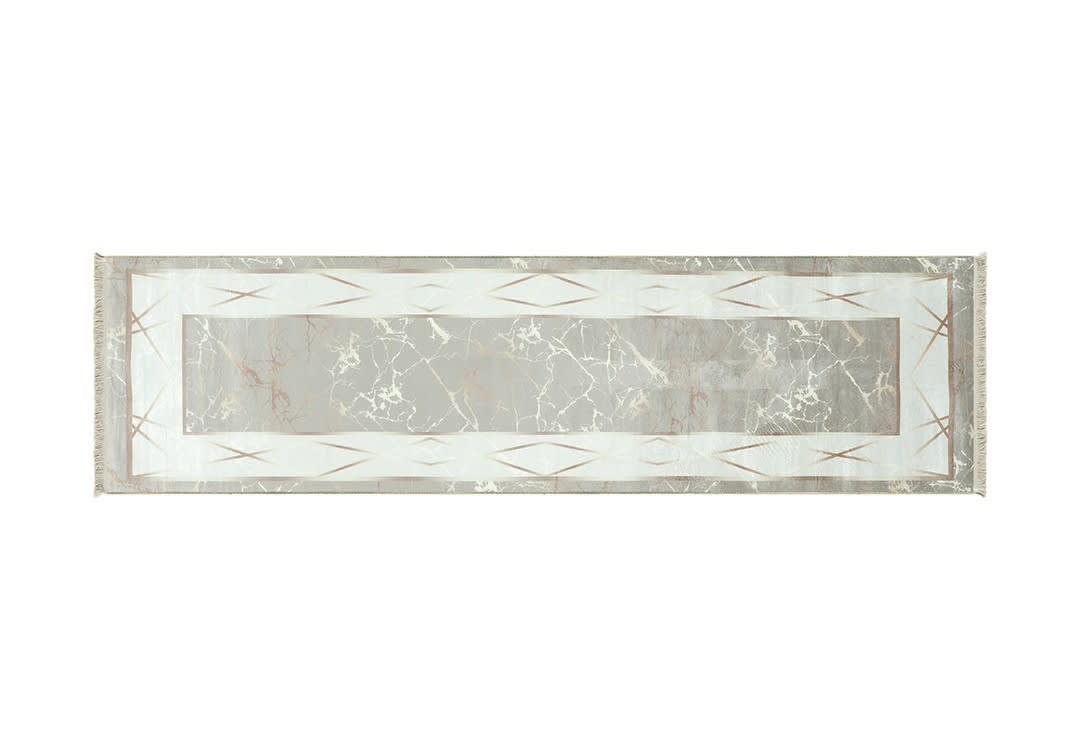 Turkish Bamboo Premium Passage Carpet - ( 300 X 80 ) cm Off White & Beige