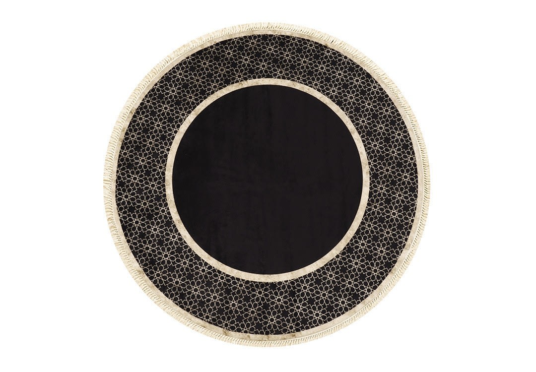 Turkish Bamboo Premium Carpet - ( 160 X 160 ) cm Navy & Beige