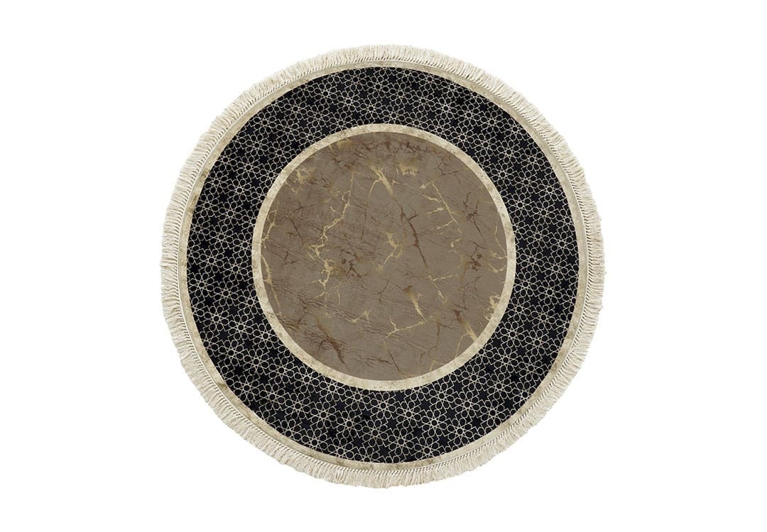 Turkish Bamboo Premium Carpet - ( 160 X 160 ) cm Black & Brown