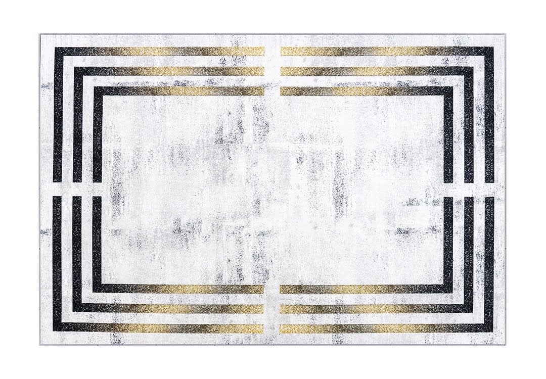 Armada Waterproof Carpet - ( 180 X 280 ) cm White & Gold