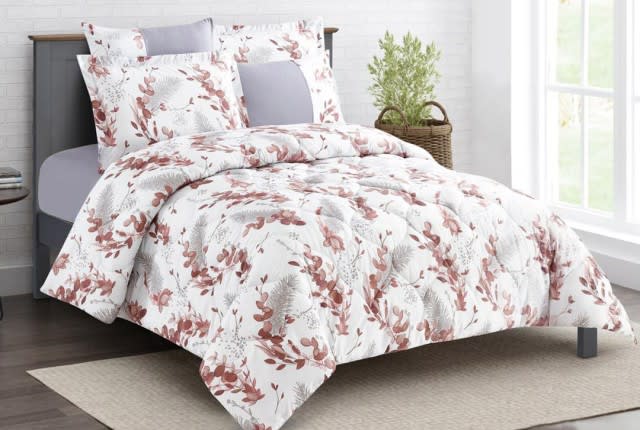 Zamzam Home Comforter Set 6 PCs - King White & Brown