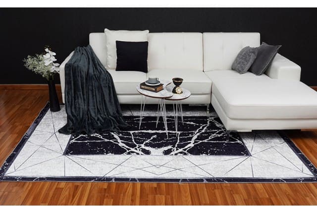 Armada Waterproof Carpet - ( 180 X 280 ) cm White & Black