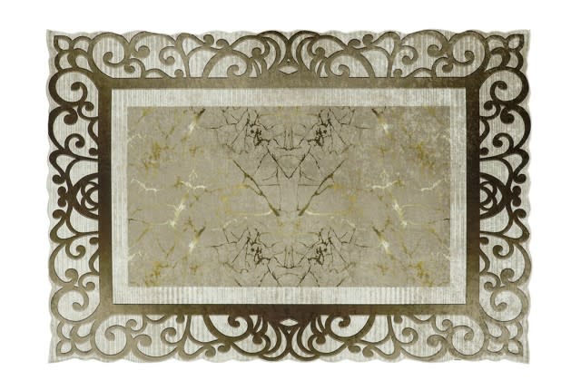 Armada Waterproof Carpet - ( 120 X 180 ) cm Beige & Gold