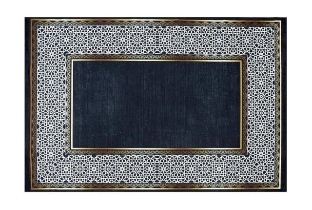 Armada Waterproof Carpet - ( 160 X 230 ) cm White & Navy & Gold