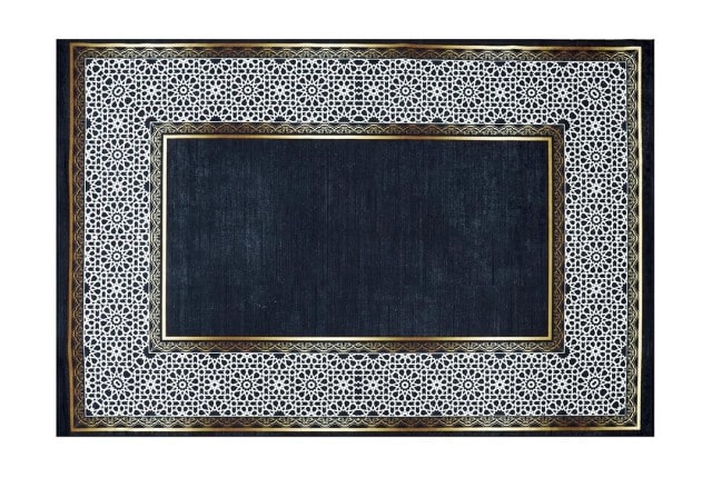 Armada Waterproof Carpet - ( 180 X 280 ) cm White & Navy & Gold