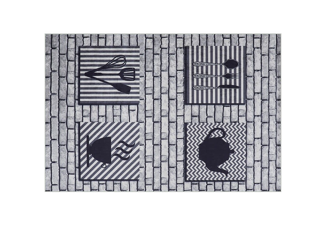 Armada Waterproof kitchen Carpet - ( 120 X 180 ) cm Grey & Black