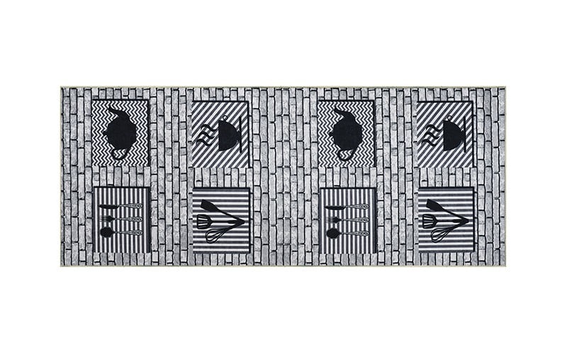 Armada Waterproof kitchen Carpet - (200 X 80 ) cm Grey & Black