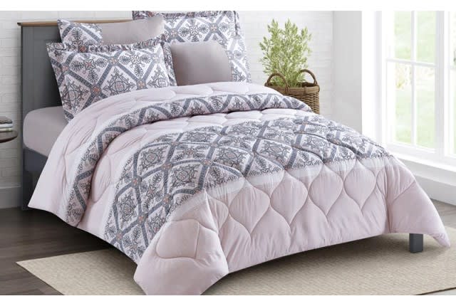 Zamzam Home Comforter Set 6 PCs - King Beige & Grey 