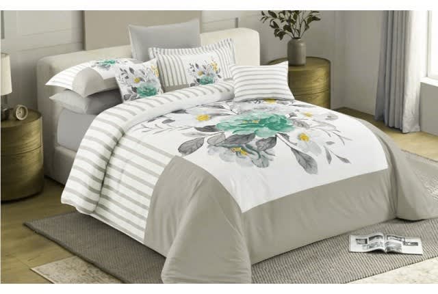 Valentini Comforter Set 8 PCS - King White & Green