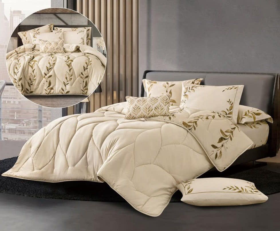 Dalida Cotton Comforter Set 4 Pcs - Single Beige