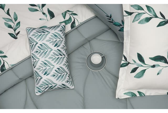 Dalida Cotton Comforter Set 4 Pcs - Single Turquoise & White
