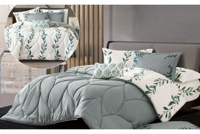 Dalida Cotton Comforter Set 4 Pcs - Single Turquoise & White