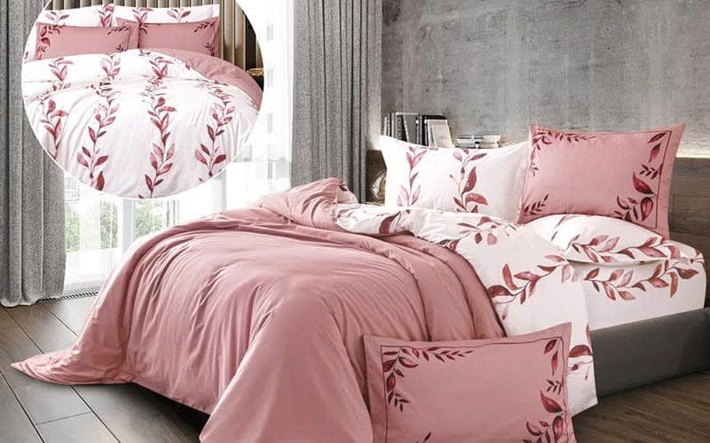 Dalida Cotton Quilt Cover Set Without Filling 6 PCS - Queen Pink & White