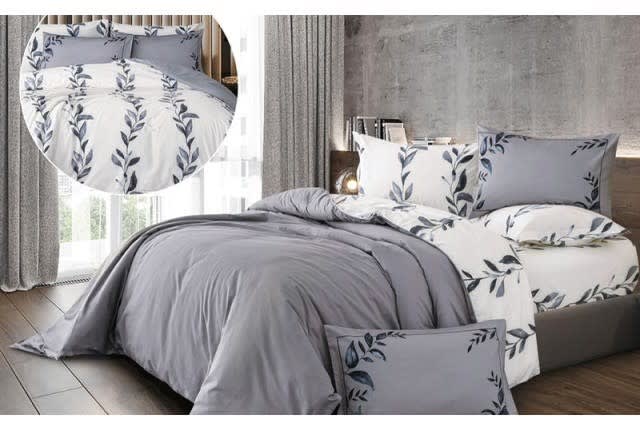 Dalida Cotton Quilt Cover Set Without Filling 6 PCS - Queen Grey & White