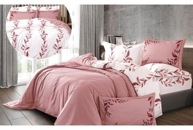 Dalida Cotton Quilt Cover Set Without Filling 6 PCS - King Pink & White