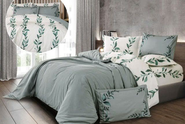 Dalida Cotton Quilt Cover Set Without Filling 6 PCS - Queen Turquoise & White