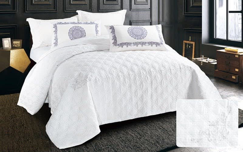 Noelle Embroidered Bedspread Set 6 PCS - King White